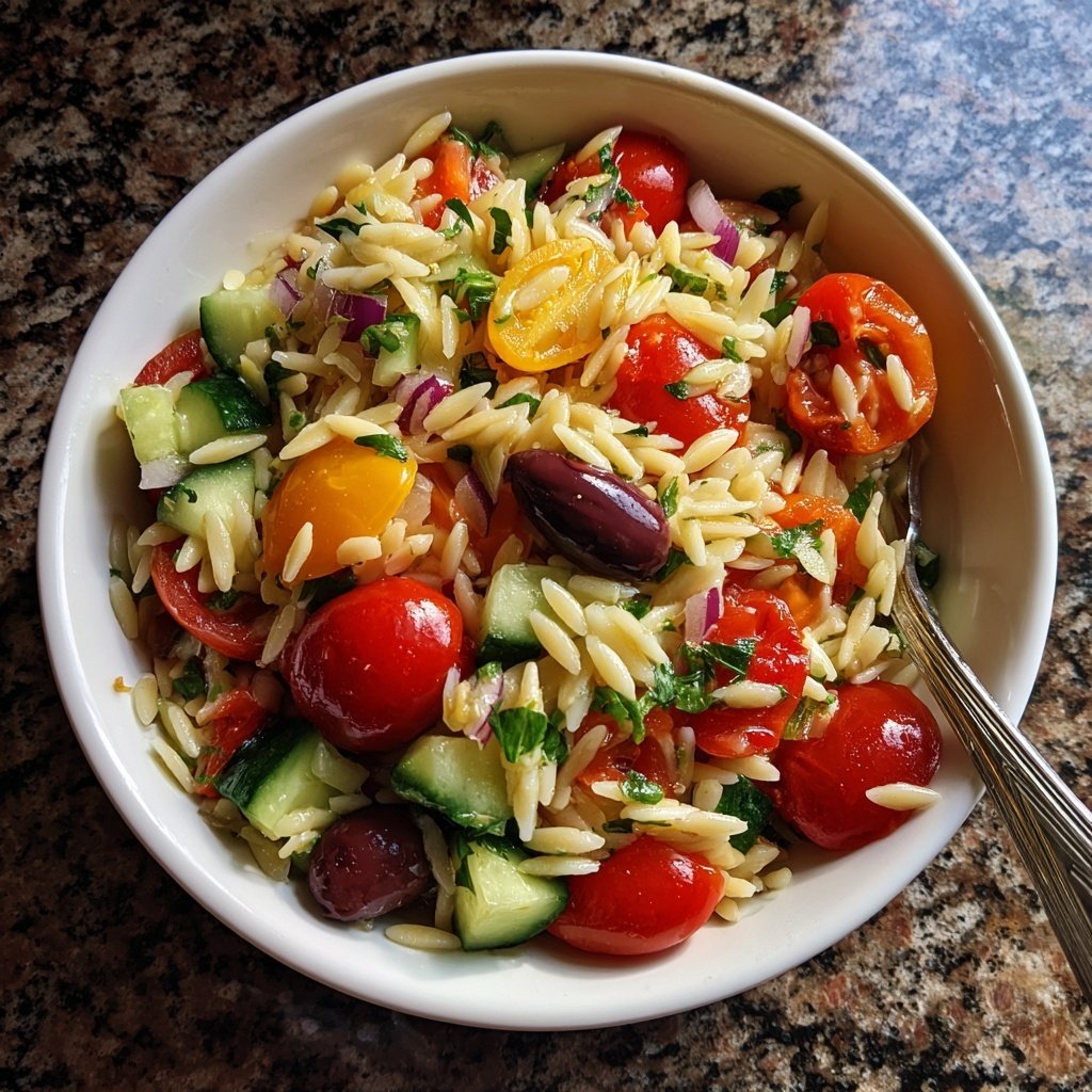 Griechischer Orzo Nudelsalat