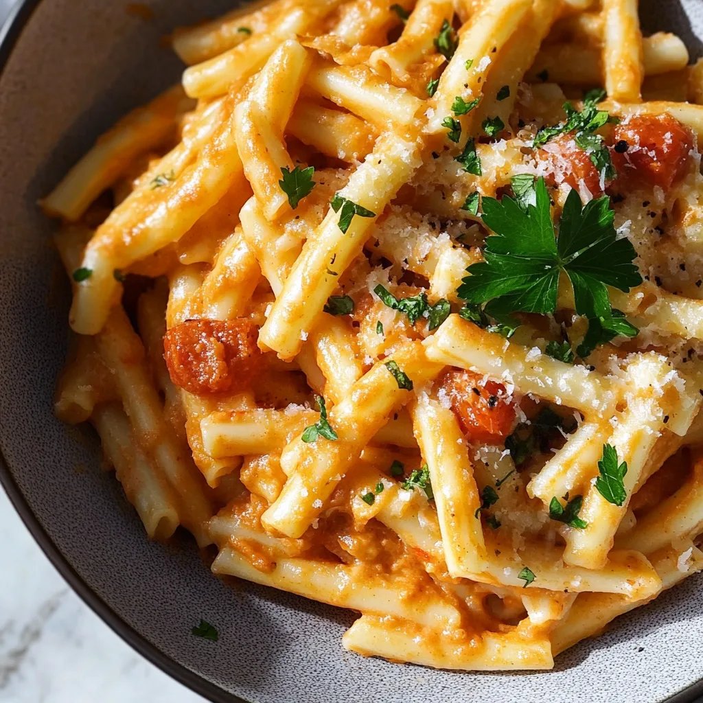 Cremige Nudeln aus Ofengemüse