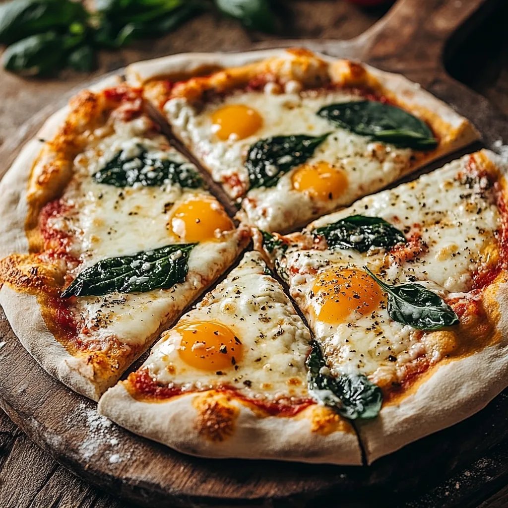 Gebackene Ei-Florentiner-Pizza mit Ricotta und Spinat