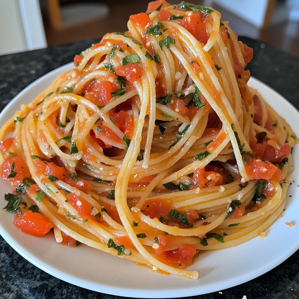 Spaghetti mit Tomaten-Basilikum-Sauce