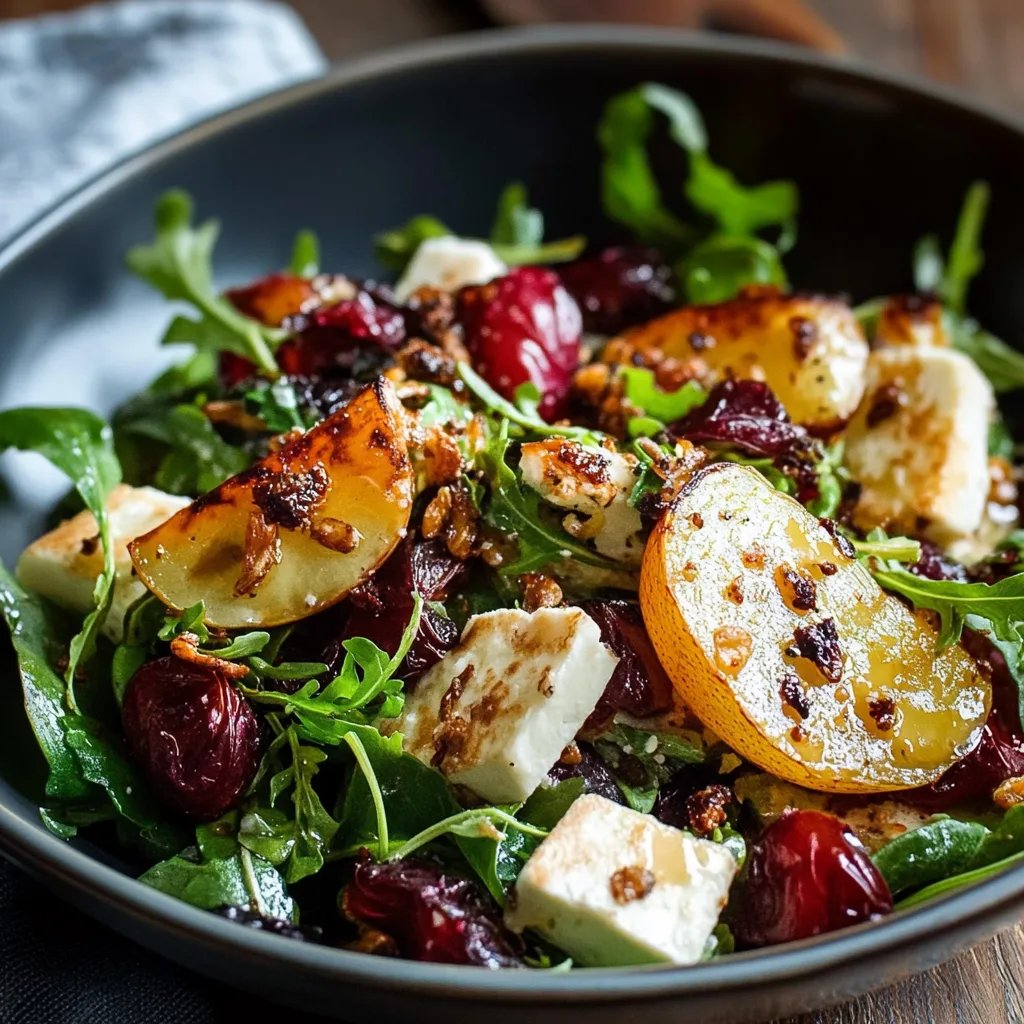 Herbstsalat mit karamellisierten Birnen & Ziegenkäse