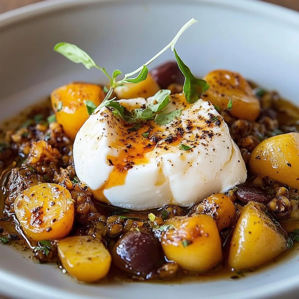 Burrata mit Kürbis und Balsamicolinsen