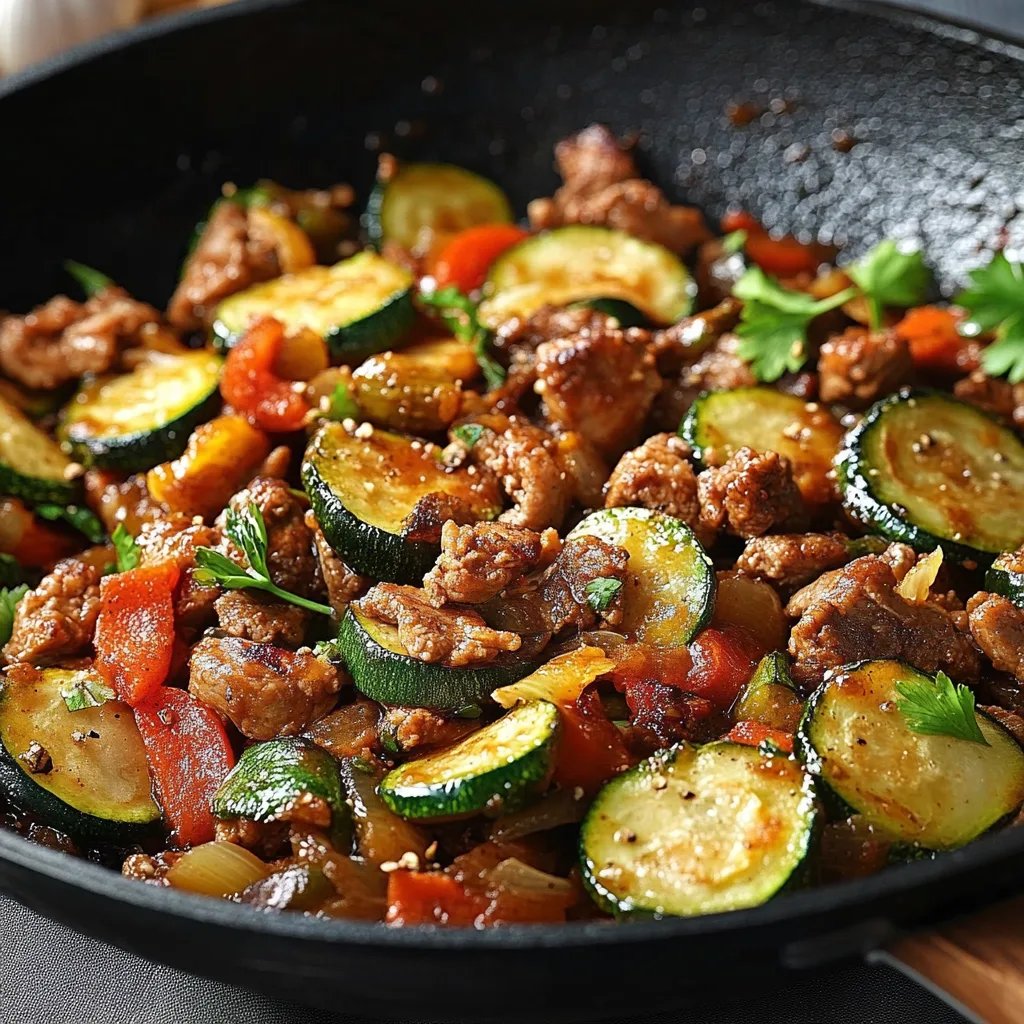 Gesunder Zucchini-Rindfleisch-Wok
