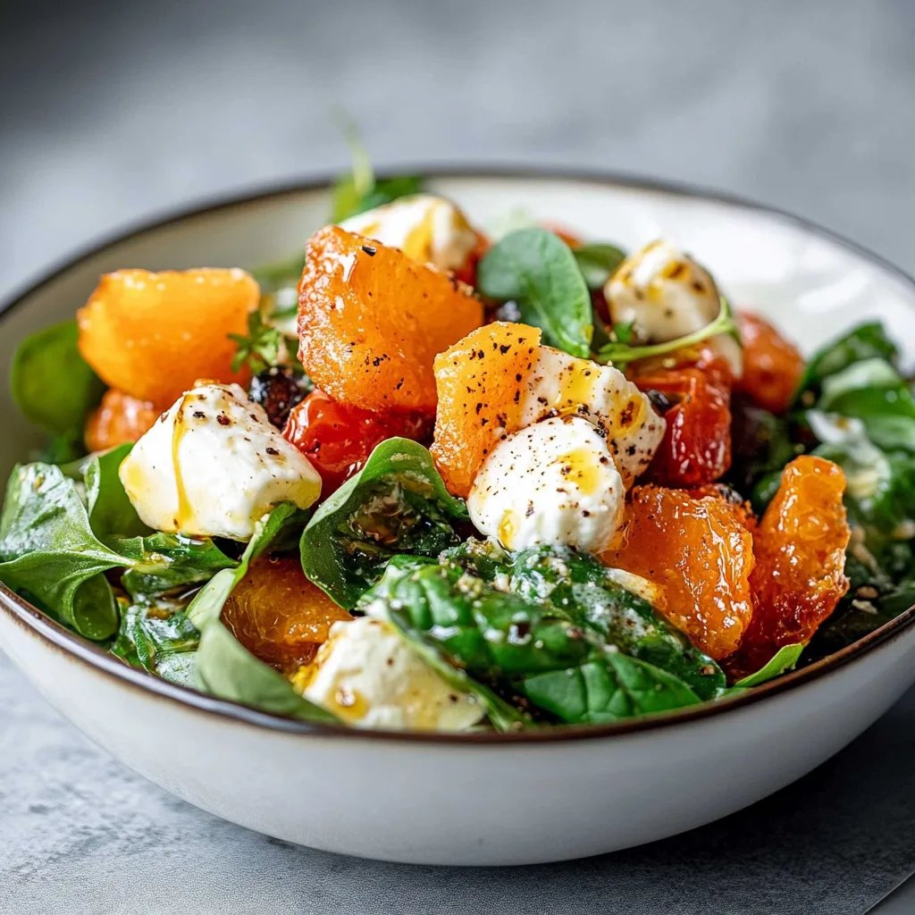 Feldsalat mit Orangen-Chili-Dressing und Mozzarella