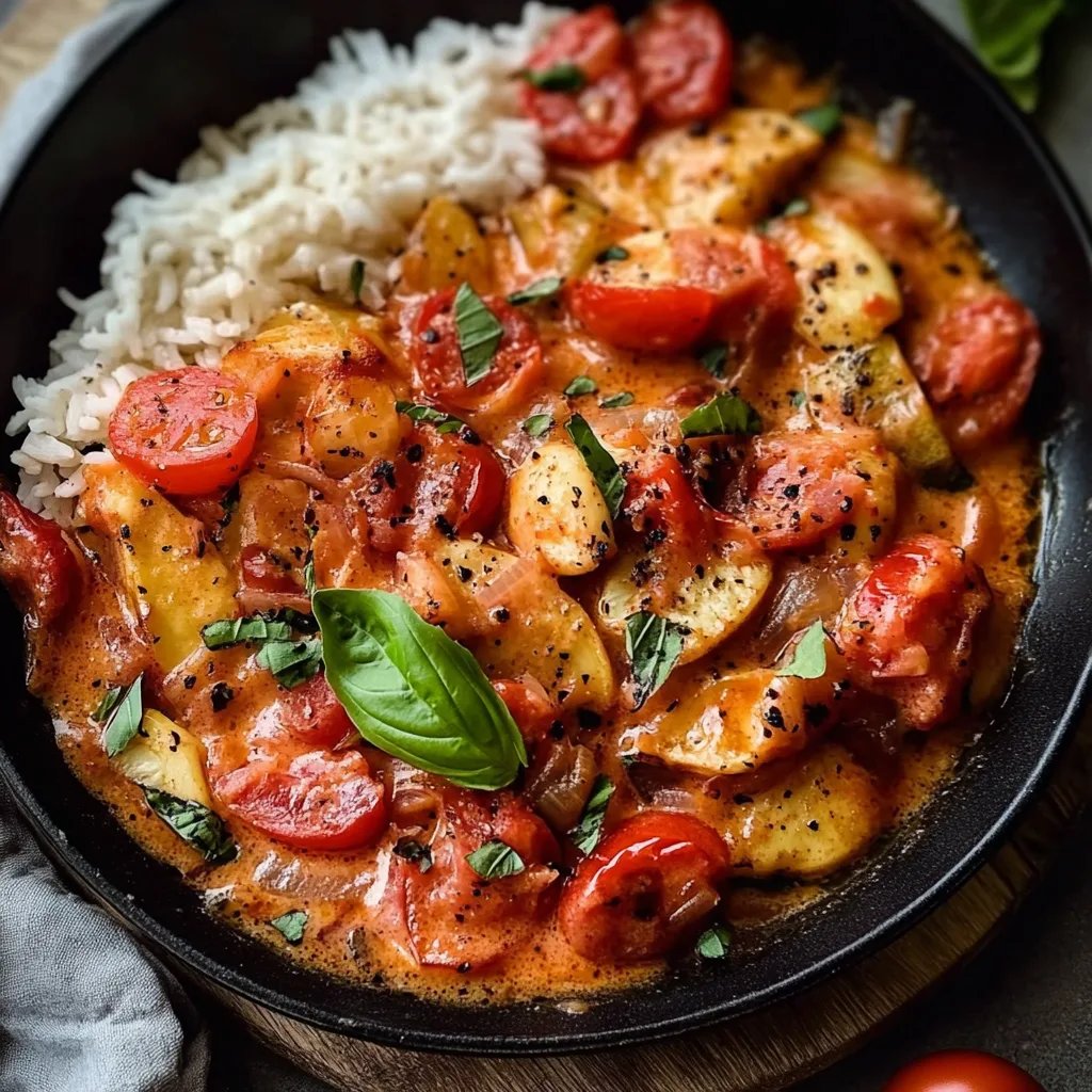 Hähnchen mit Reis und Tomaten
