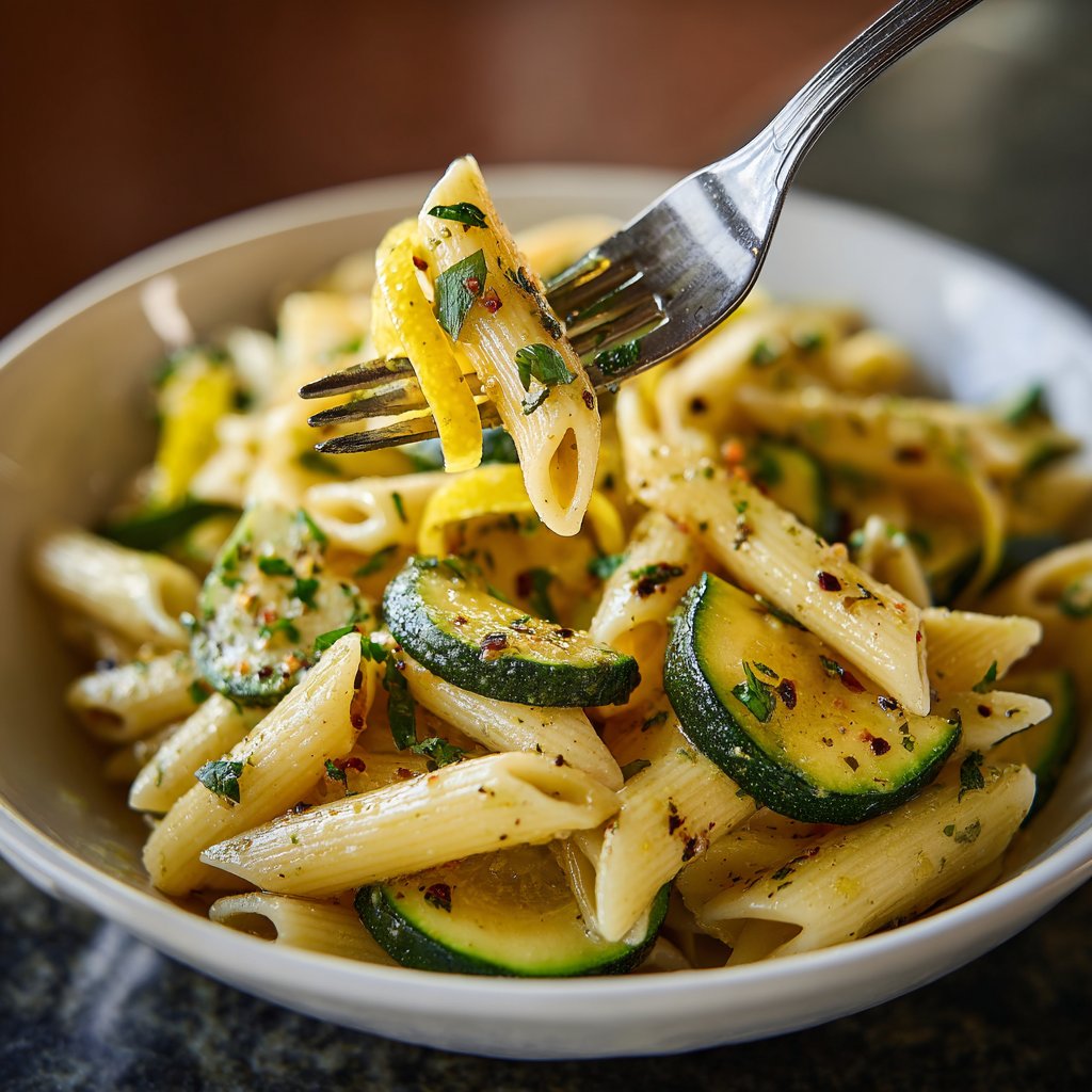 Penne mit Zucchini und Zitrone