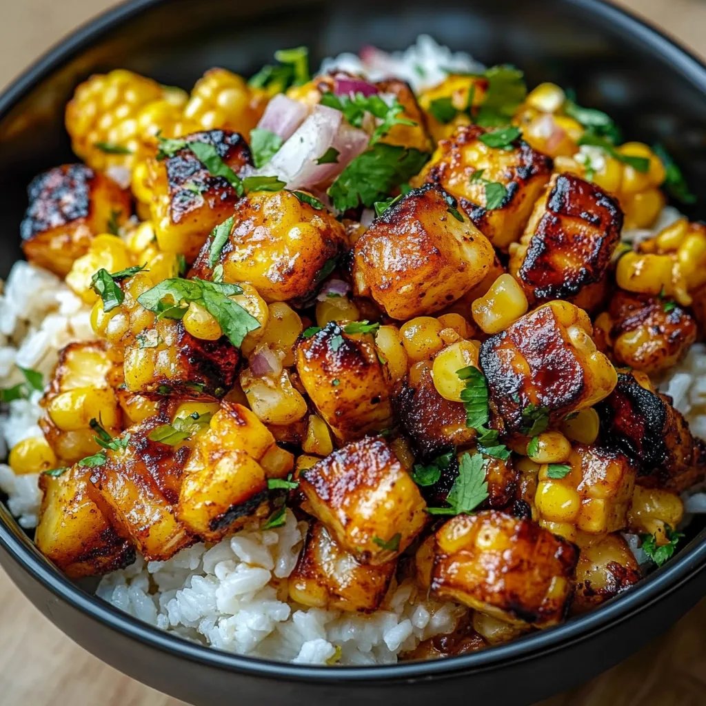 Street Corn Hähnchen Reis Bowl